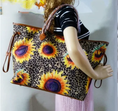 

BG-104 retro Fashion Women Designer Leopard Print sunflower tie-dye Weekender Bag Large big Travel Tote handbag Shoulder Bag, Picture show