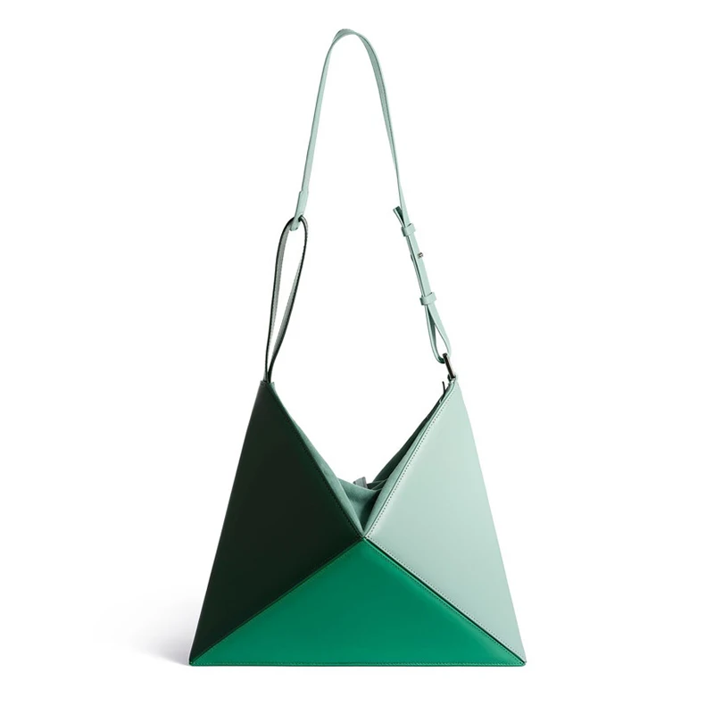 

2019 new Korean fashion large capacity shoulder Messenger bag Triangle Tote Bag Color matching Crossbody Bag, Khaki,green,blue,oem