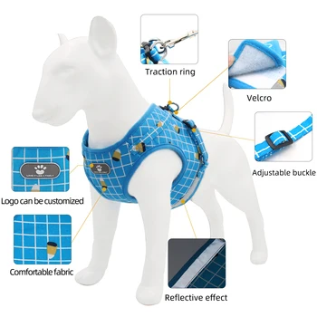 

amazon hot selling 2022 new Hot Printed Plaid Style Cute Harness For Dogs And Cats