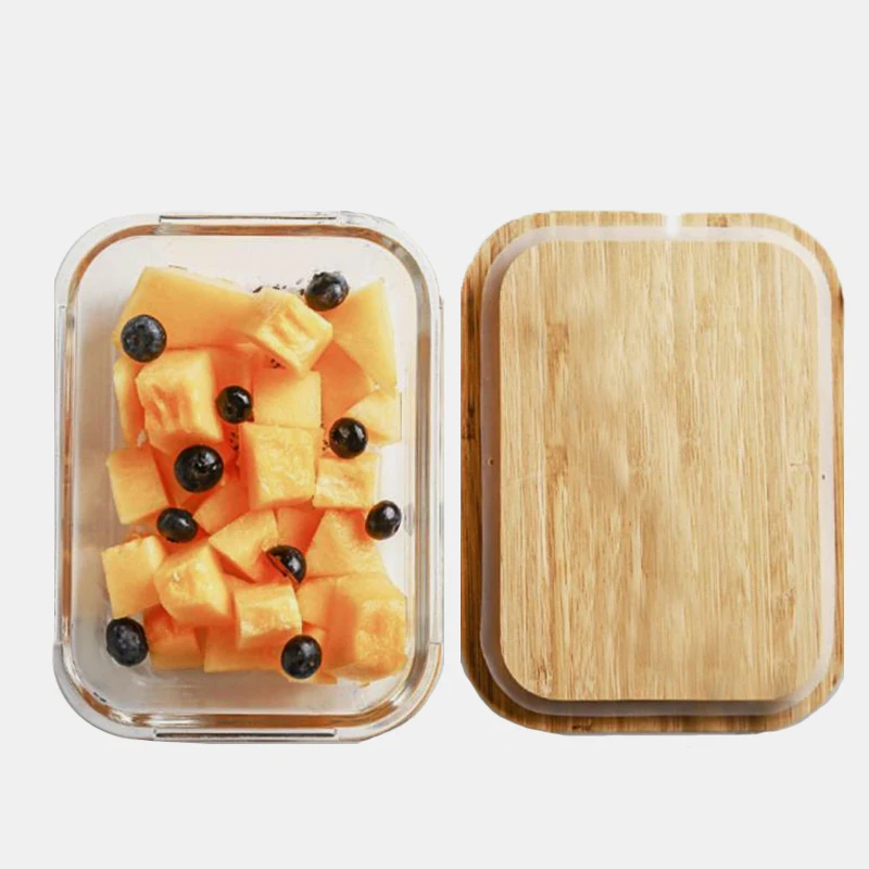 

LULA 320 520 800ml Square Large Pyrex Kitchen Glass Food Lunch Container BPA Free with Bamboo Lid