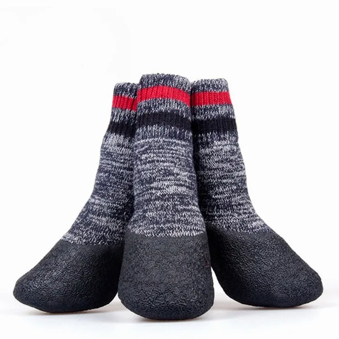 

Fashion Anti-slip Outdoor Waterproof Large Pet Dog Socks Dog Boots, Gray,red