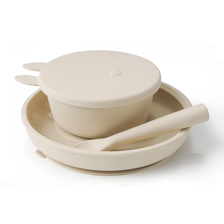 

First stage feeding set baby dinnerware feeding set baby feeding set tableware suction, Natural