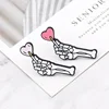 Various Skeleton Hand Shape Enamel Pin Heart Lollipop Brooch Couple Souvenir Lovely Lapel Pins