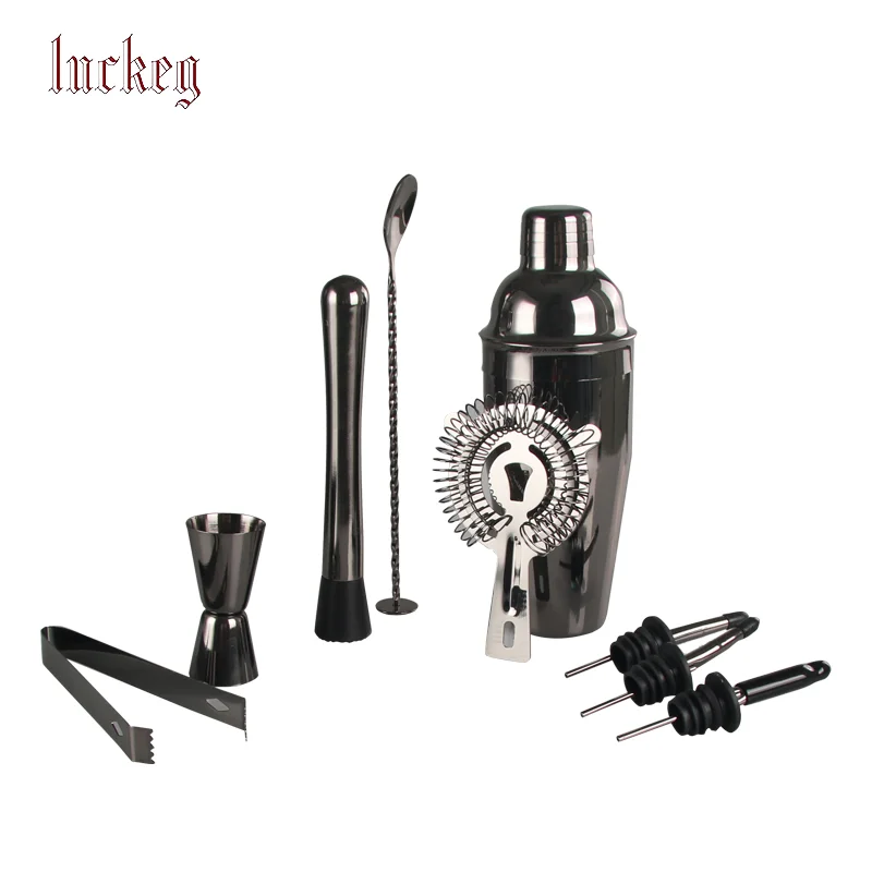 

Factory Direct Full set Bar tools 304 stainless steel Cocktail bar shaker professional best gift choice, Customized color