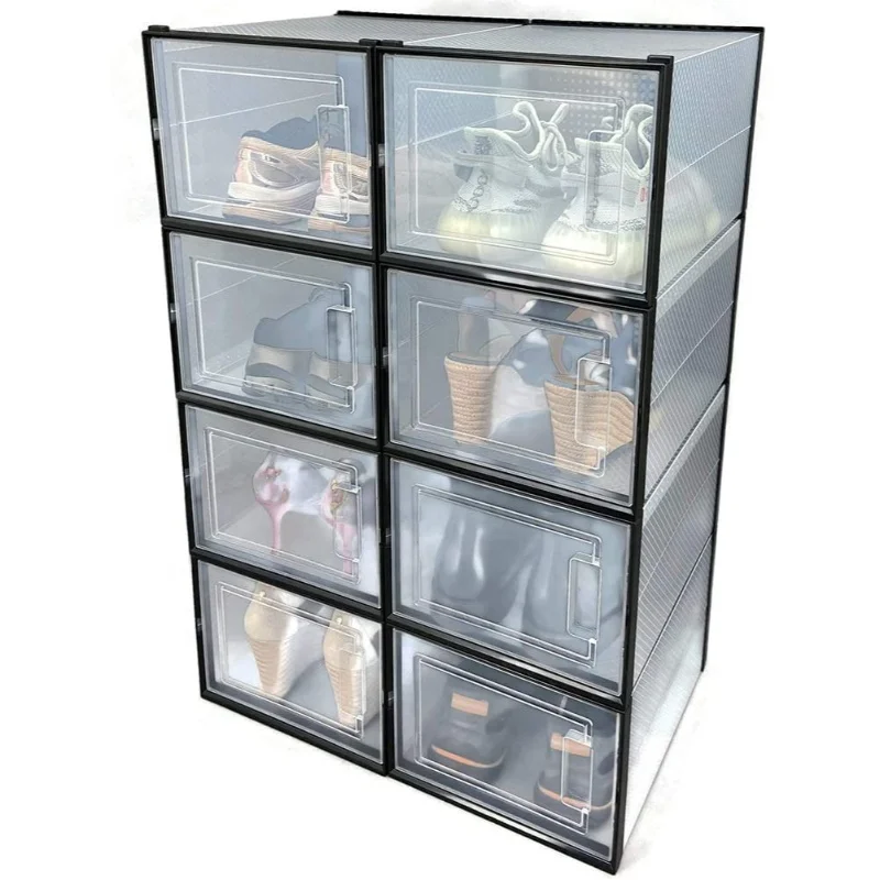 

Wholesale Drop Front Clear Plastic Sneaker Case ABS Plastic Clear Shoe Box For Storage
