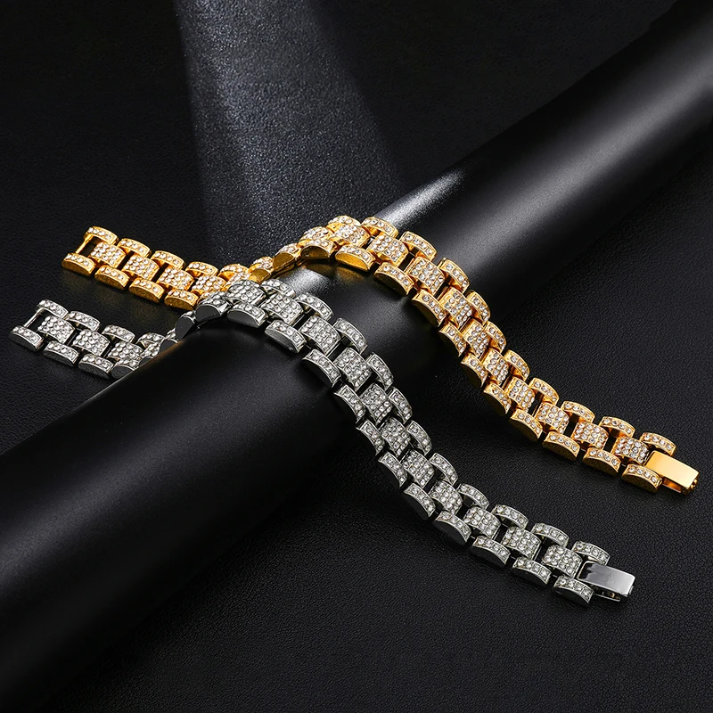 

cuban link chain Bracelet for 15mm Yellow Gold Miami Watch Link Chain Bracelets For men Jewelry Wholesale, 24k gold