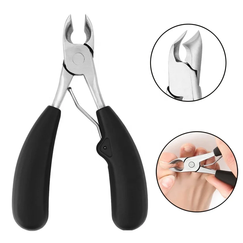 

Heavy Duty Stainless Steel Soft Grip Toe Nail Clippers Thick or Ingrown Toenail Clippers HA01743, Silver+black handle