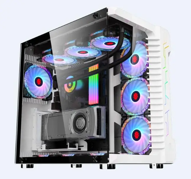 

High Quality glass Computer case E ATX Mid Tower Supports graphics card stand-up and EATX and 360 water cooling