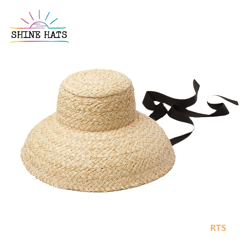 

Shinehats 2022 Elegante Crochet Raphia Ladies Summer Beach Women Tower Bowl Belt Ribbon Handmade Boho Raffia Straw Hat Sombrero