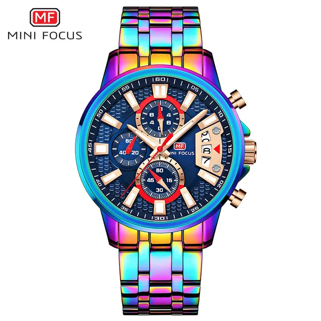 

MINI FOCUS 352 Chronograph Wristwatch Men Quartz Watch Fashion Sports Watches colorful Relogio Masculino