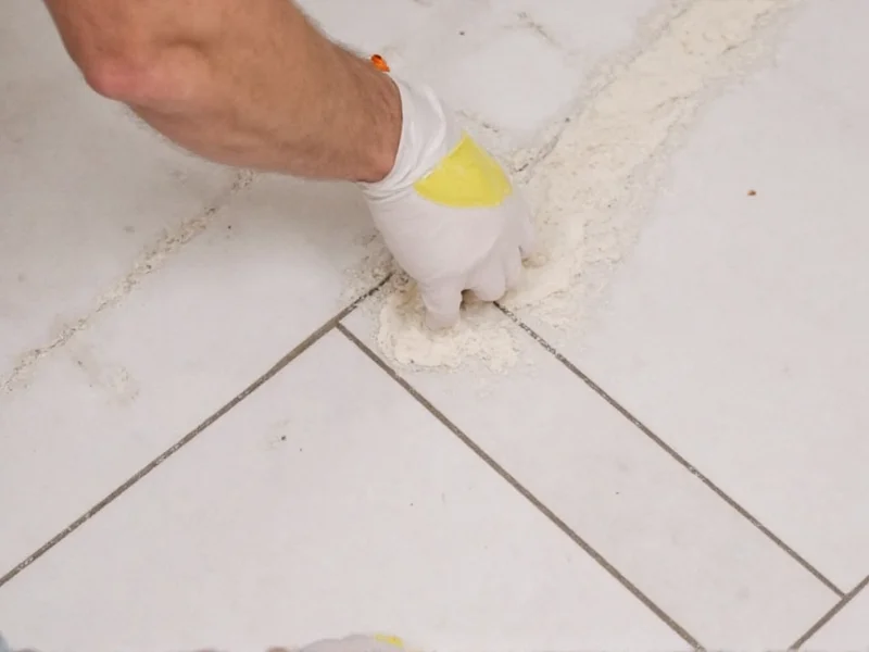 Epoxy grout application on shower tile joints