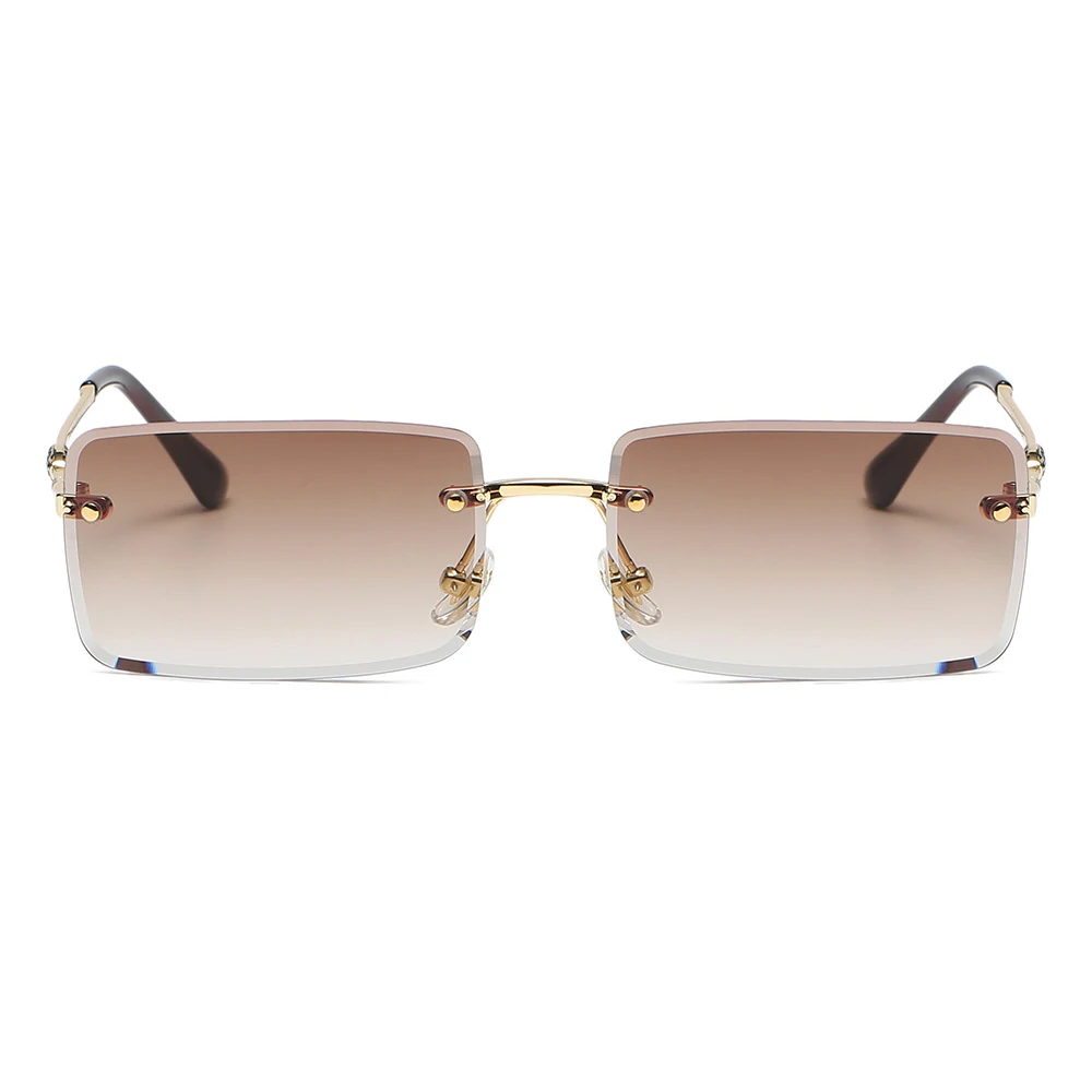 

Square colorful Metal frame Rectangle Rimless gradient Sunglasses for Women and man