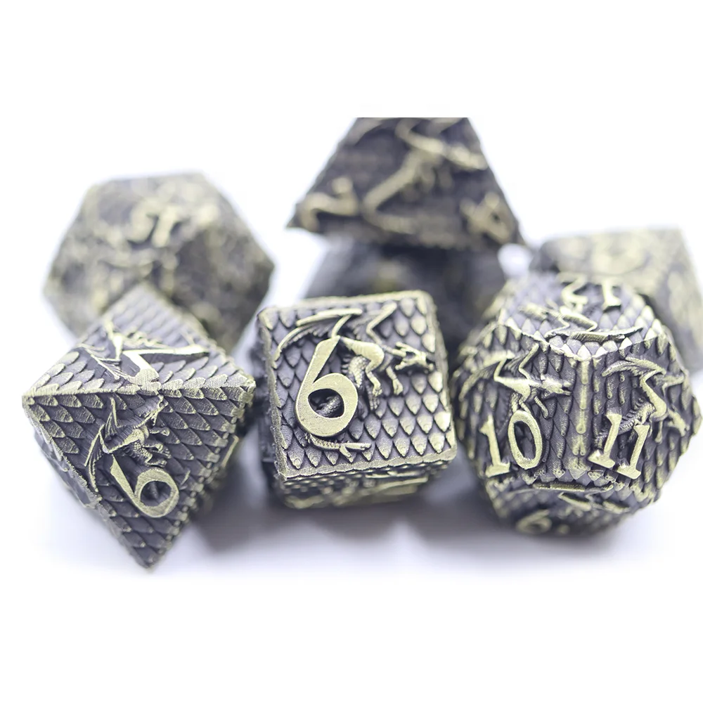 

Custom metal drgonscale dice set rpg 16mm polyhedral fly dragon dice metal