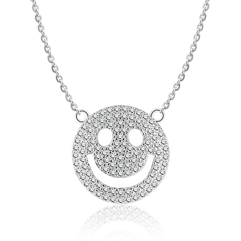 

JUHU New Big Smiling Face Necklace Korean Female Smile Clavicle Chain Star Pendant, Smiley necklace
