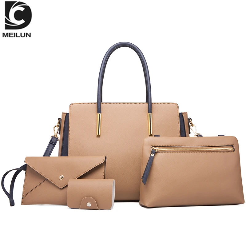 

Guangdong handbag traveling bag set large tote bag pu leather handbags for women, Multi colour