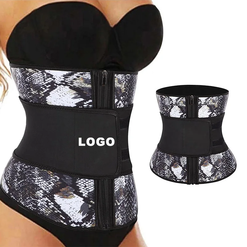 

Custom Logo Compression Adjustable Women Fitness Tummy Control Snake Skin Printing Neoprene Sweat Belt Waist Trimmer