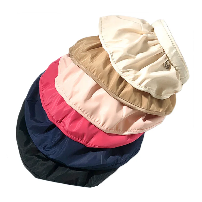 

Fashion women outdoor summer sunshade plain foldable two-used design hair hoop visor fisherman bucket hat caps