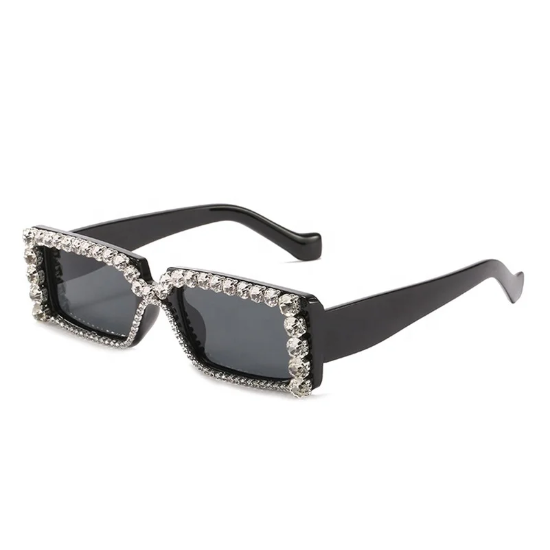 

2021 Personality Diamond Sunglasses Black Plastic Small Frame Custom Logo Wholesale Low Price Sunglasses, 8 color