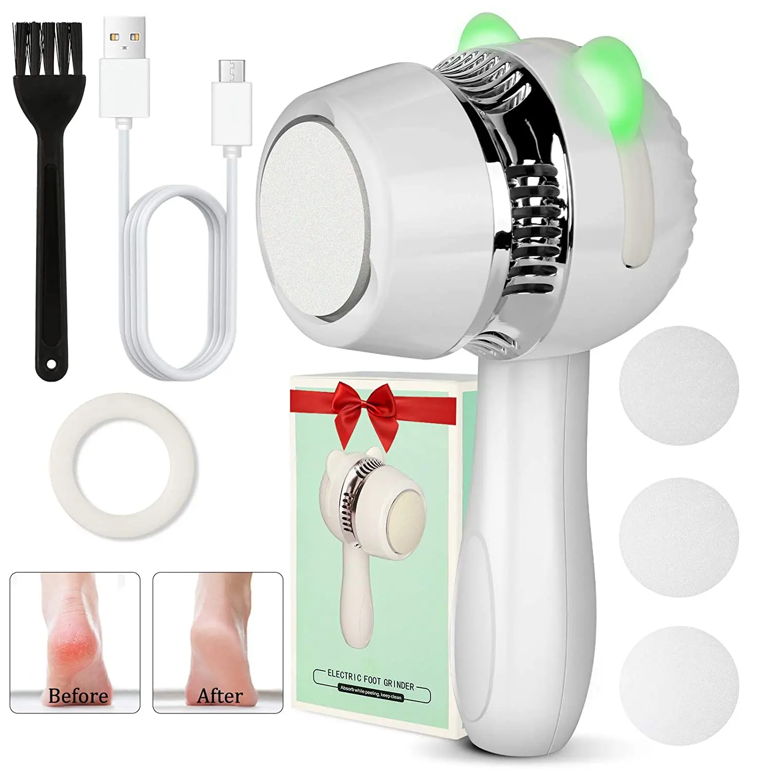 

2021Best selling beauty equipment vacuum rechargeable foot massage foot raspelectric callus remover and foot file, White, others