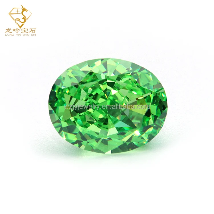

Professional jewelry main stone supplier oval 8*10 zircon cz stone green ice flower cut crushed ice cubic zirconia