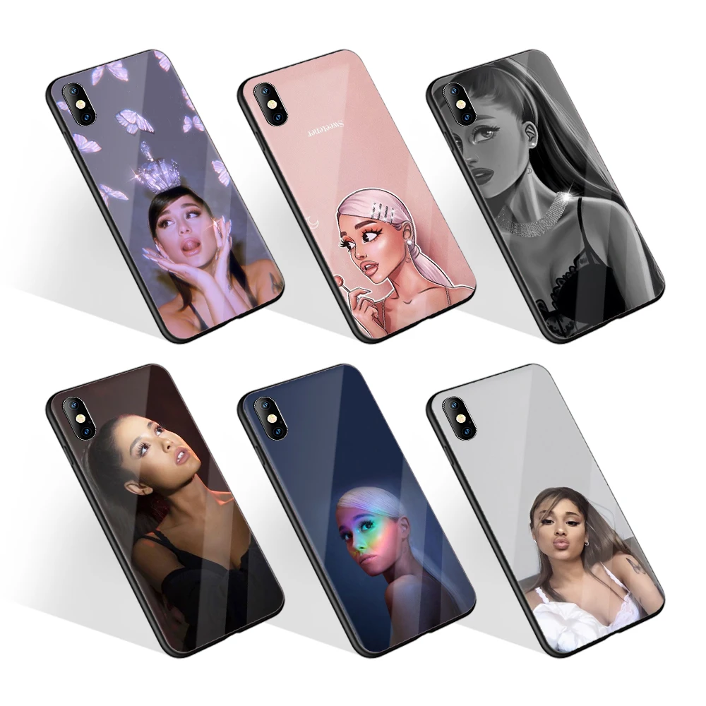 

Trendy Anti Shock New Design Ariana Grande Rainbow Tempered Glass Phone Case For Redmi Note 9 Pro For Vivo Y20A For Meizu 16Xs, Mixed color