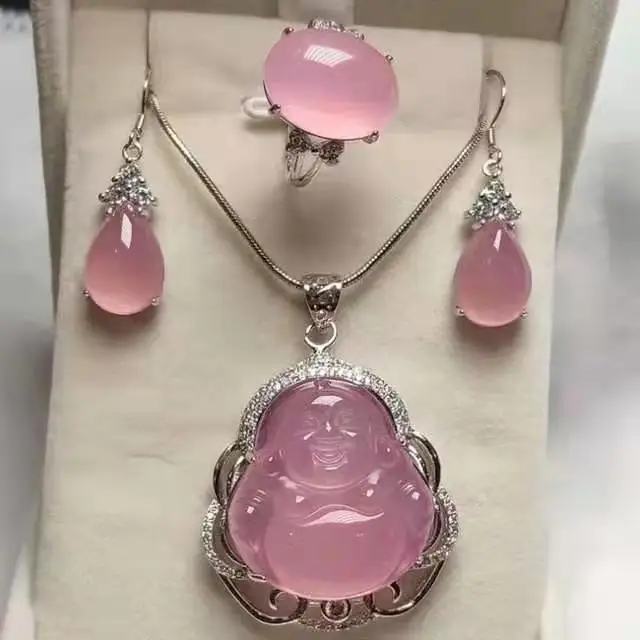 

fashion jewelry 2021 Natural Agate jade jewelry sets buddha pendant