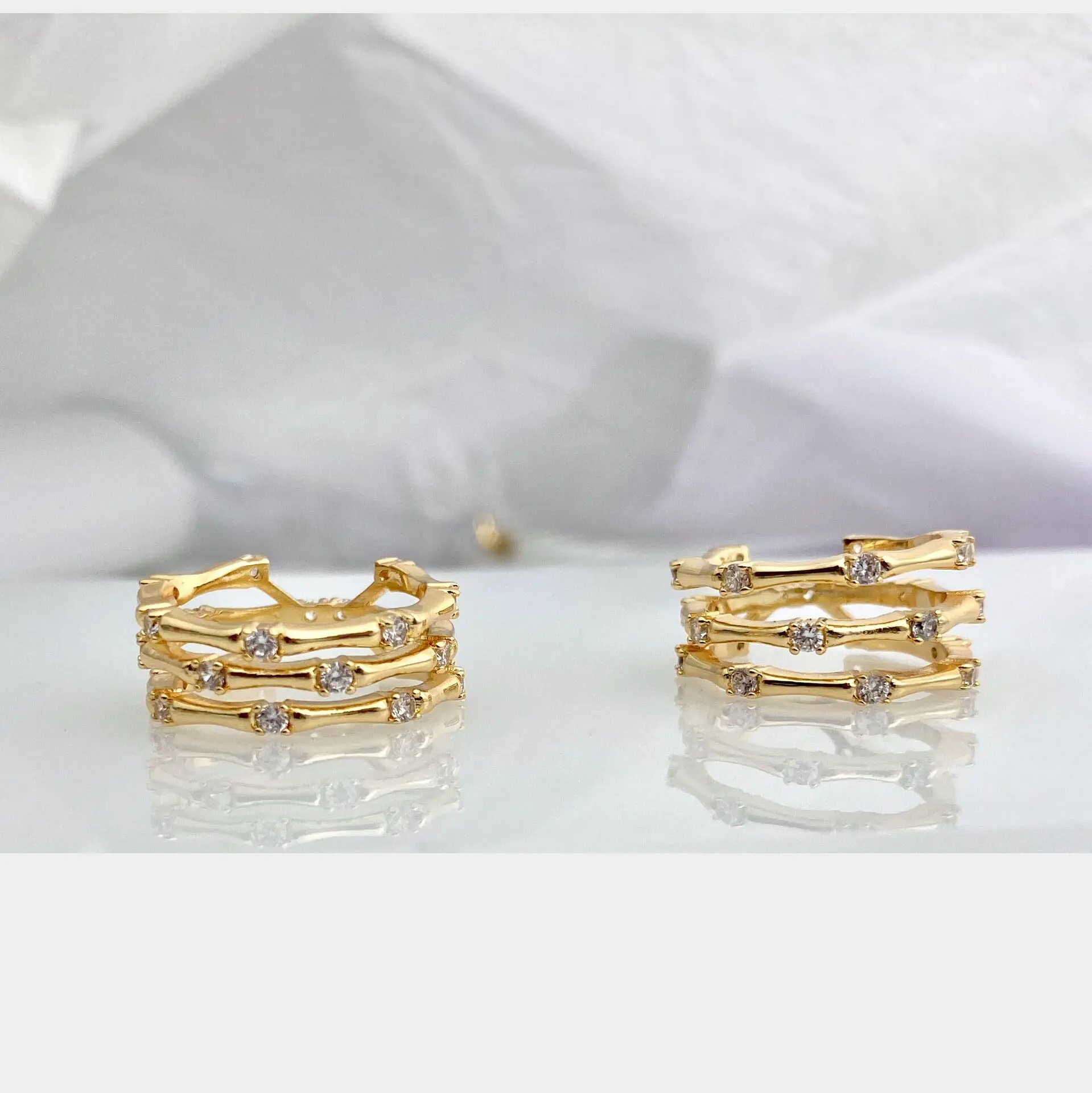 

Fashion Brass 18K Gold Plated CZ Cubic Zircon Germstone Crystal Diamond Jewelry Rings for Women