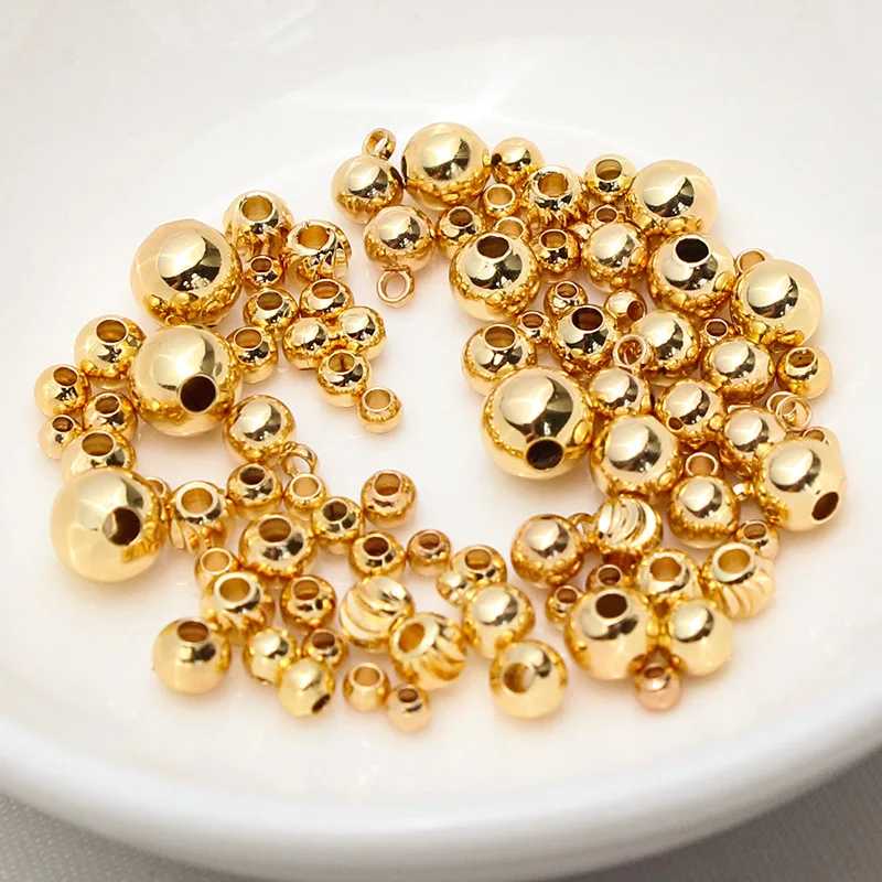 

Wholesale Jewelry Making Supplies 1000pcs/bag High Quality 14K 18K Gold Plated Spacer Copper Beads, Gold color