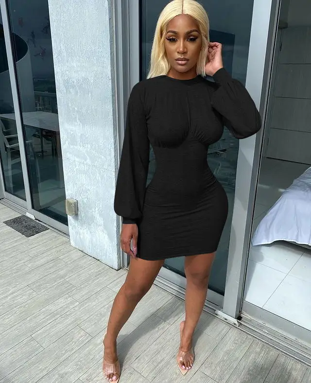 

Free Shipping C11182 - Women Bodycon Casual Long Sleeve Casual Mini Dresses