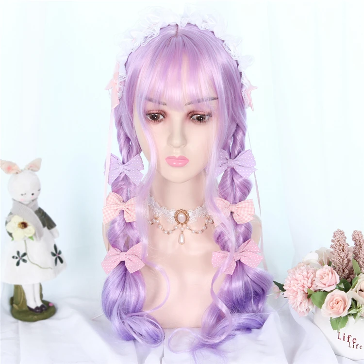 

Funtoninght Wholesale Price Braiding Hair Cheap Wigs Purple Blended Color Synthetic Cosplay Wigs For Black Women Affordable, Pic showed