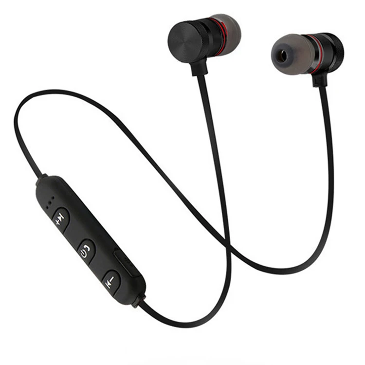

Amazon new products sports running mobile phone music magnetic Headphone wireless earbuds oem wireless earphone M5, Black/red