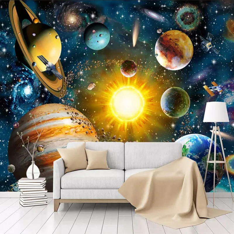 Custom 3d Photo Wallpaper Kids Bedroom Modern Hand Painted Cartoon Universe  Star Sky Planet Children Room Mural Background Wall - Buy Glass Wallpaper, Wallpaper Home Decoration Wall Paper,Wallpaper Production Line Product on  