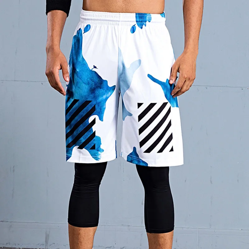 

wholesale brand of white casual short mesh lining printed mens loose running gym short big size basketball half pant