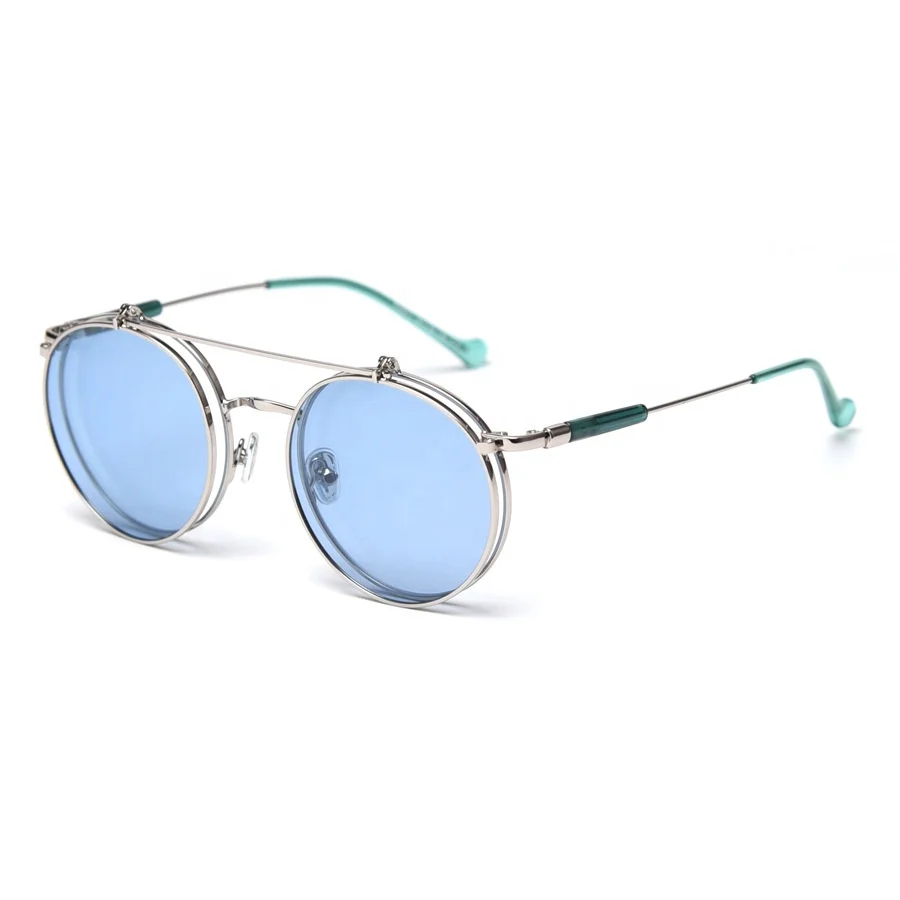 

2020 New Arrivals Women Men Retro Vintage Steampunk Round Clip on Sunglasses S32011