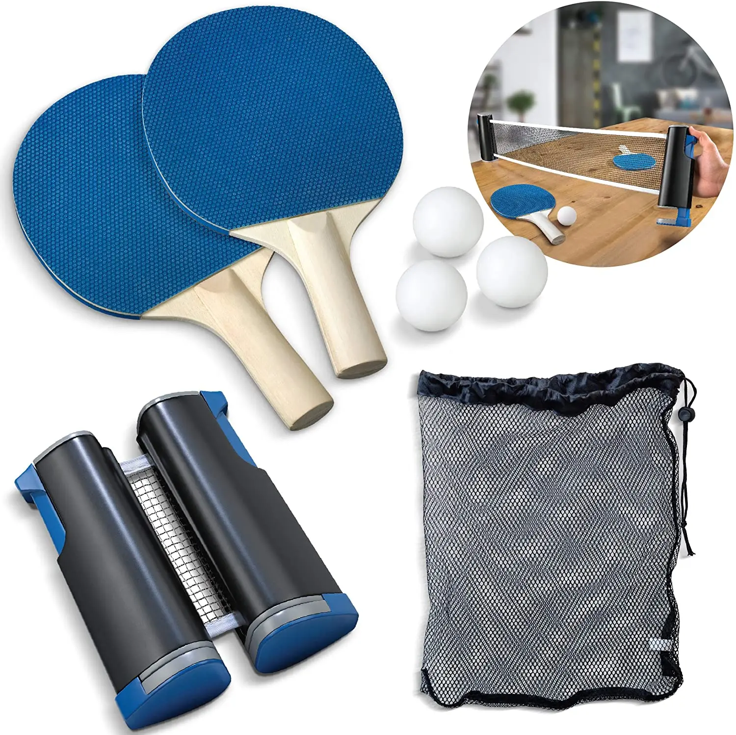 

Hot Sale Portable Retractable Tabletop Table Tennis Racket Ball Table Net Ping Pong Set