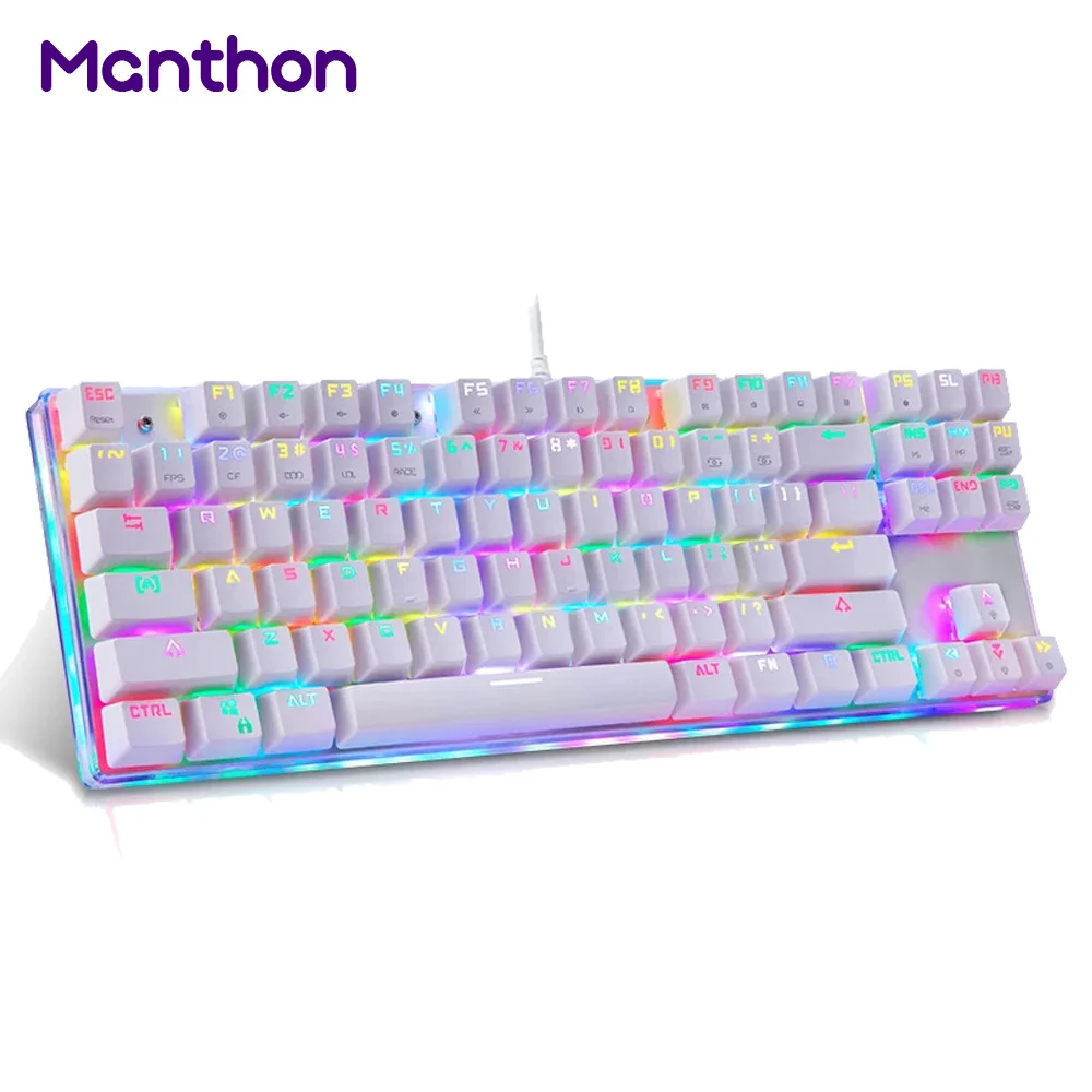 

Motospeed K87S LED With RGB Backlight USB Wired 87 Keys PC Computer Laptop Gamer Gaming Mechanical Keyboard, White