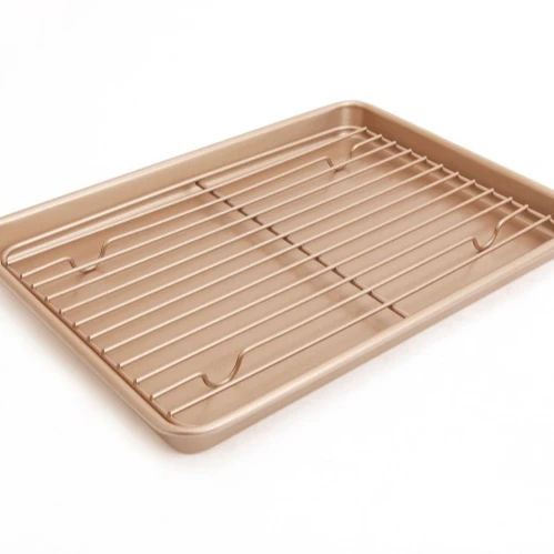 

13 inch nonstick coating carbon steel roasting baking pan tray with roast rack