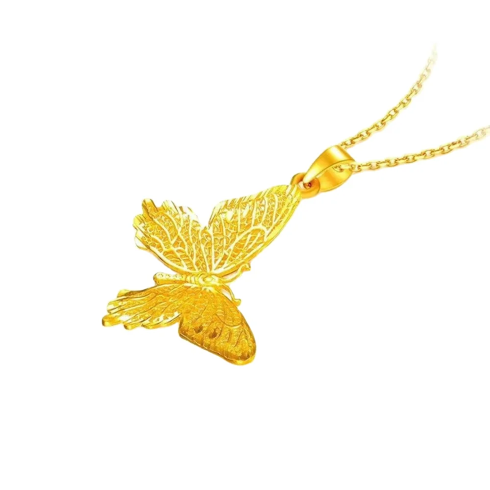 

Vietnam Sand Gold Butterfly Wispy Pendant Clavicle Necklace Fashion Women's Gold Ladies O-Shaped Necklace New Winter Products