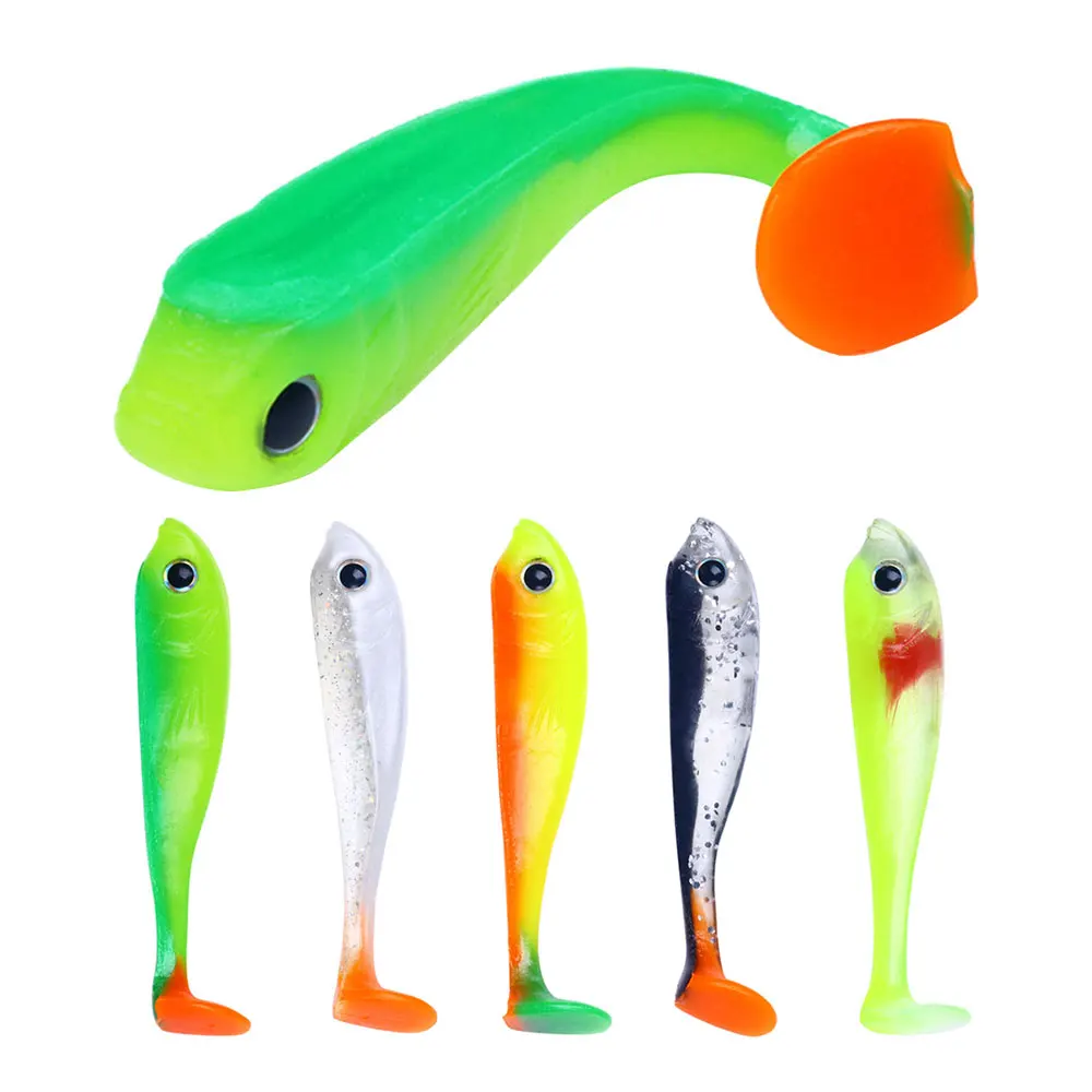 5pcs/bag Soft Lures Fishing for Saltwater and Freshwater T Tail Soft Bait Lure