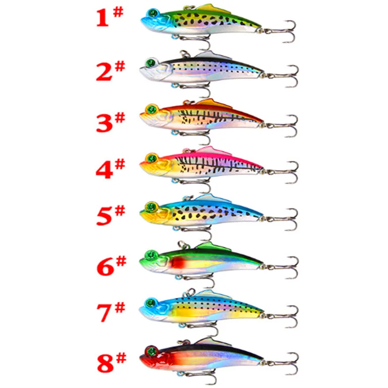 

Sinking Artificial VIB Fishing Lure 65mm 12.5g Light Reflection 3D Eyes Hard Metal Vibe Sea ocean offshore Fishing Tackle, 8 colors