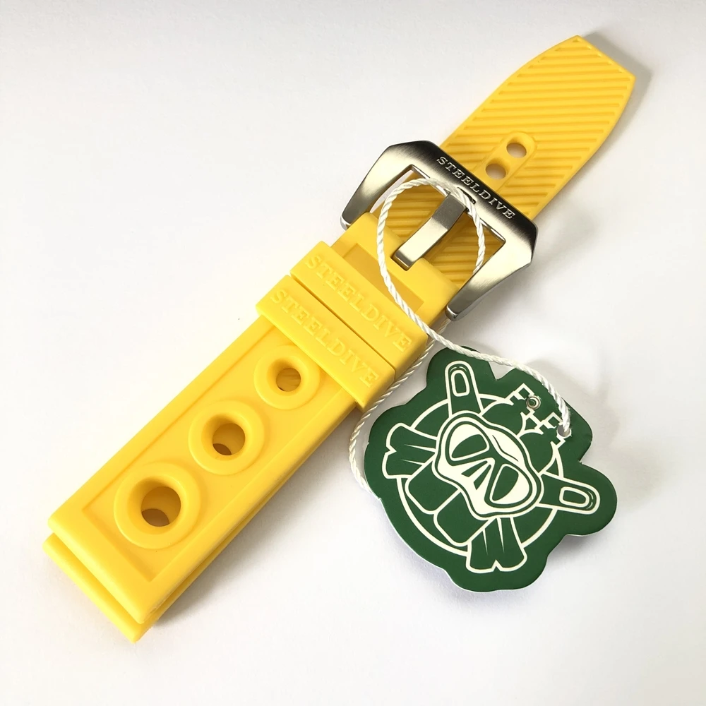 

SD2201 Steeldive Unique Design 2020 New Arrival 20MM 22MM OEM Yellow Rubber Strap for Dive Watches