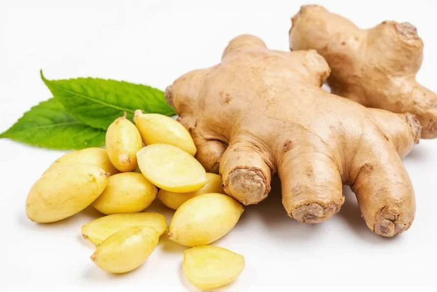 Vergleich verschiedener Ingwerprodukte: frischer Ingwer, Ingwerpulver und ätherisches Öl