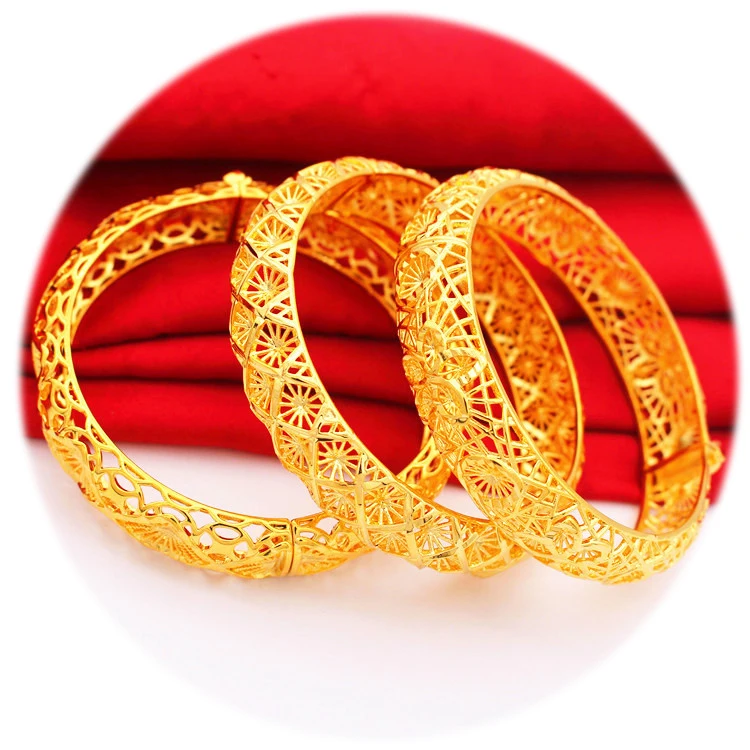 

Fashion Golden Bracelets & Bangles Brass Birthday Gift Gold Jewelry Bracelet Women Men Dia 6.0cm TT14