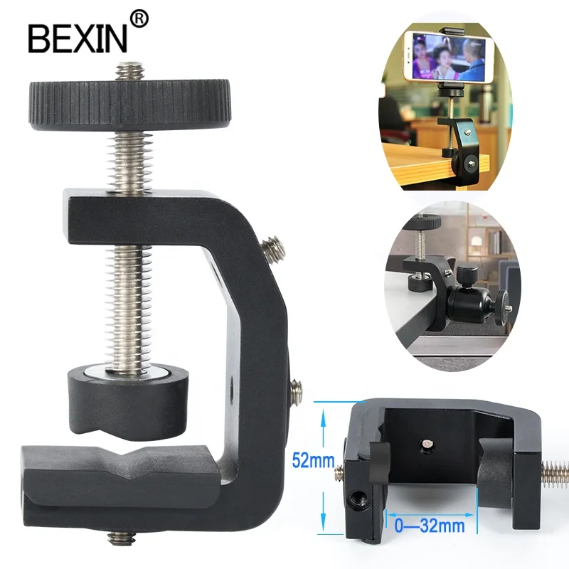 

Photography equipment camera c clamp 1/4 screw quick release clip Multifunction C gimbal stand phone camera table bracket clamp, Black
