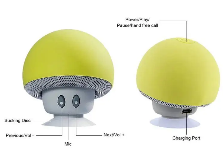 Cute Portable Mushrooms Head Sucker Wireless Bluetooth Speaker for Mobile Phone Car Mini speaker - ANKUX.COM
