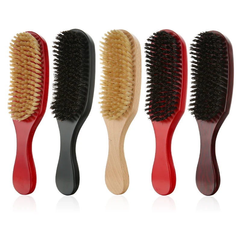 

Wholesale portable curls shape wooden handle shaving rubbing brush boar bristle beard brush washing comb