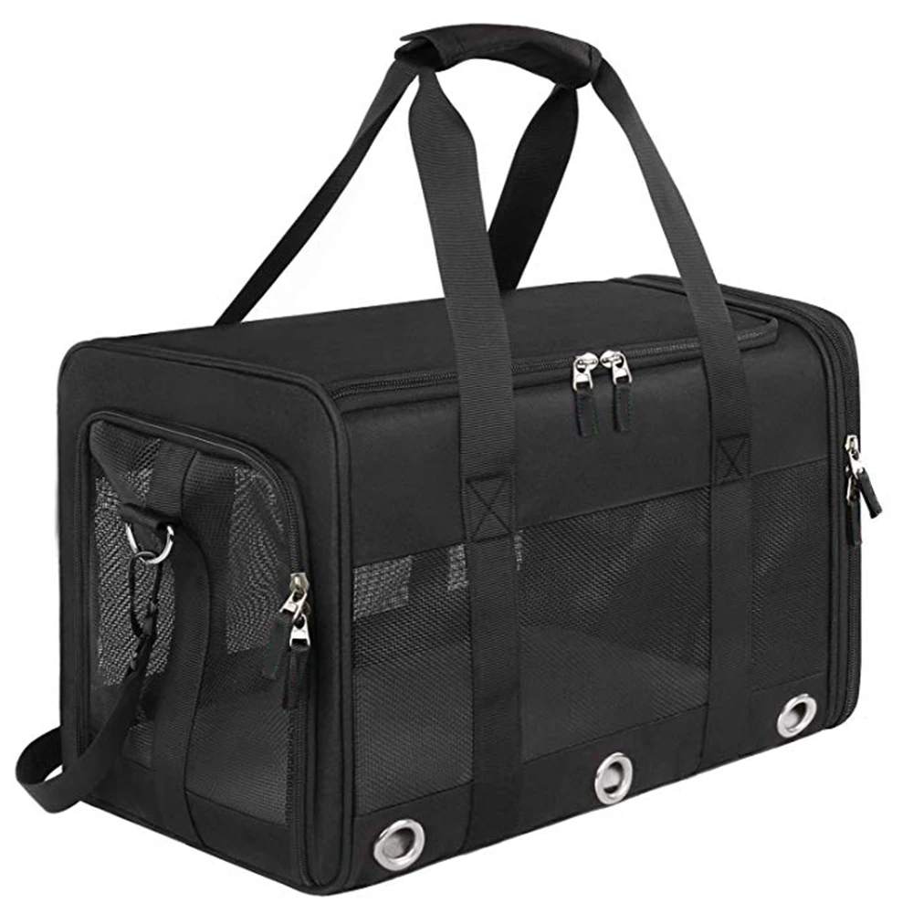 

Changrong Soft-Sided Pet Travel Bag for Cats with Mesh Windows Padding Collapsible Dog Carrying Case, Black