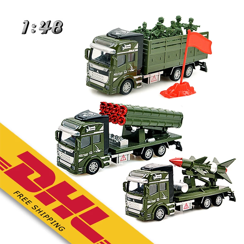 

1:48 Military Vehicle Series Diecast Car Transport Missile Car Rocket Sled Army Truck Toy Children's Educational Toys for Boys