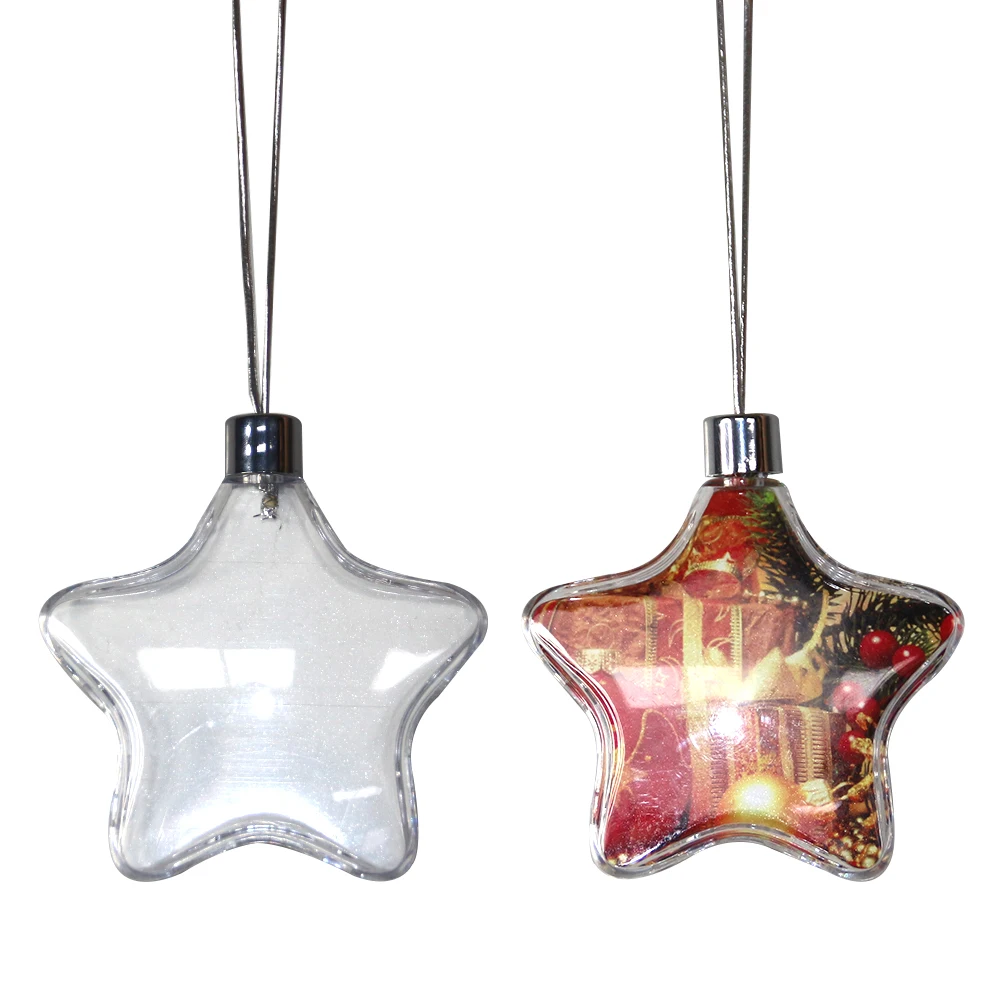 

Prosub Sublimation Blank Christmas Tree Ornament Transparent Plastic Star Sublimation Christmas Ornament