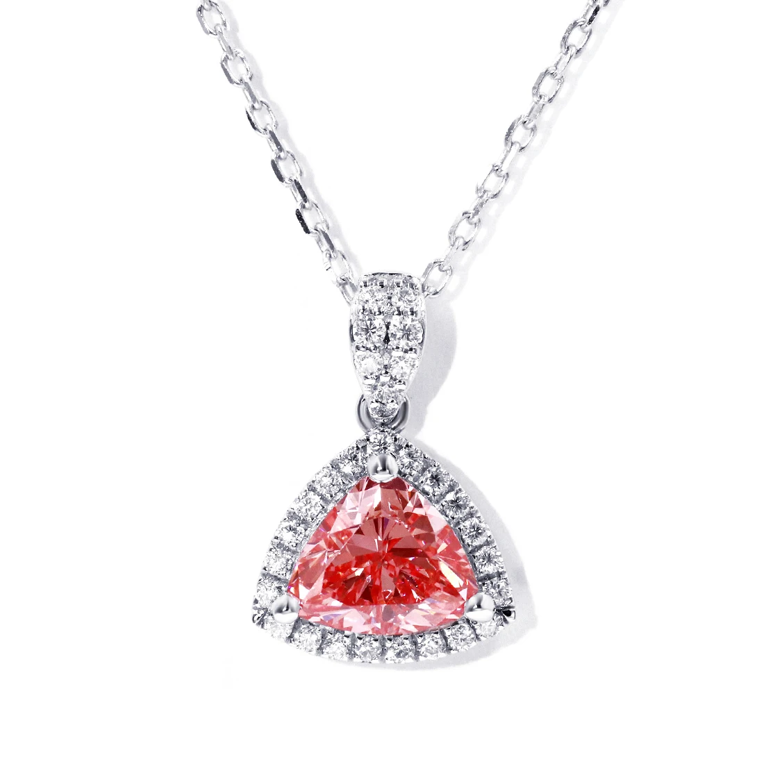 

Tianyu gems white gold material pink lab diamond Triangle cut pendant necklace